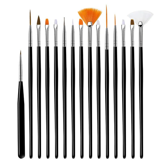15pcs Nail art Brush Set Acrylic UV Gel Paint Spot Nails Nail Art Professional Detail Drawing Pen Nail Polish Brushes Kit For Ma