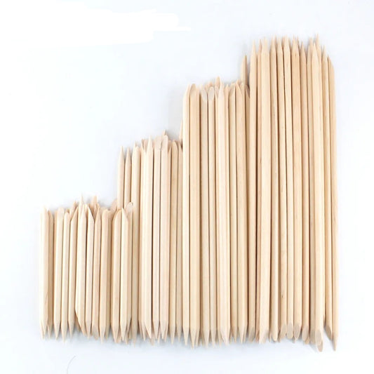 Orange Wood Sticks for Cuticle Pusher - Manicure Tools in 4 Different Sizes