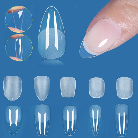  Clear Gel Tips Coffin Full Cover Press On Nails | Set of 20/24/120pcs False Nails